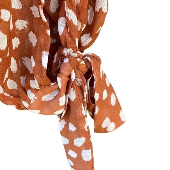 Forever 21 women's large burning orange and cream bodysuit blouse - Picture 6 of 7